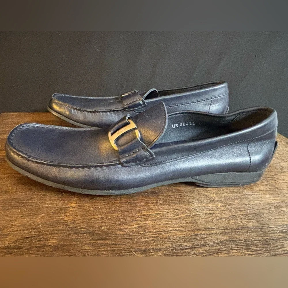Salvatore Ferragamo Navy Men’s Leather Loafers Size 8.5